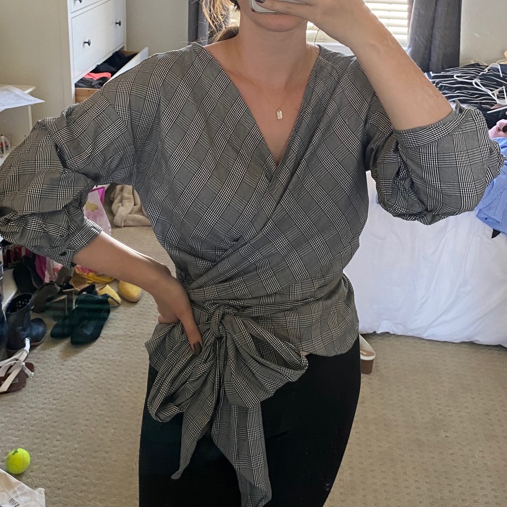Zara checkered blouse